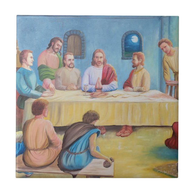 Das letzte Abendmahl: Jesus und die Jünger Fliese (Vorderseite)