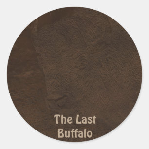 Das letzte Buffalo - Bison-Lover Leather-Look Art Runder Aufkleber