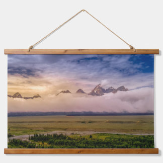 Das letzte Licht an den Tetons Wandteppich Mit Holzrahmen