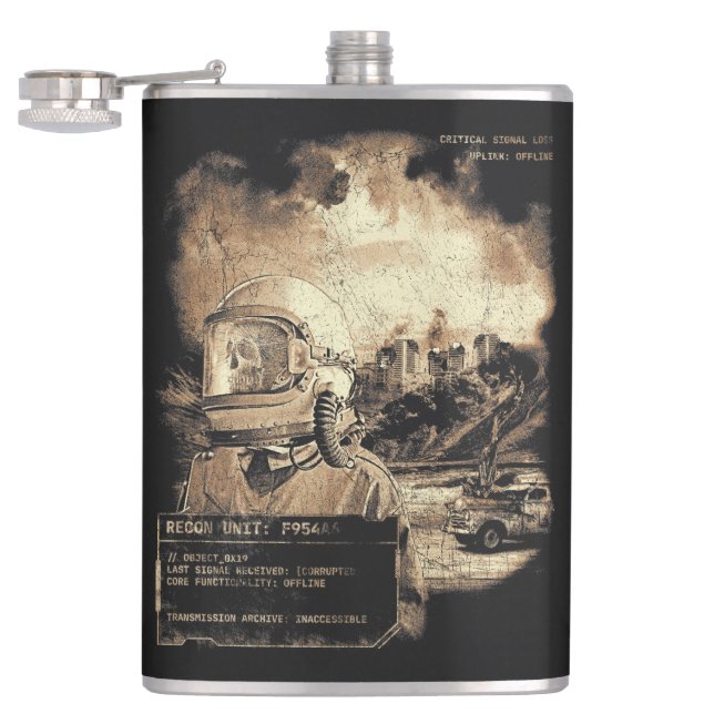 Das letzte Signal - Techno-Dystopian Streetwear Flachmann (Geöffnet)