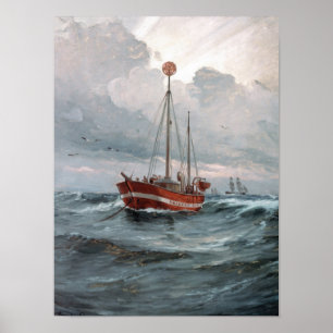 Das Leuchtschiff in Skagen Reef Painting Poster