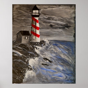 Das Leuchtturm mit den roten Streifen Poster