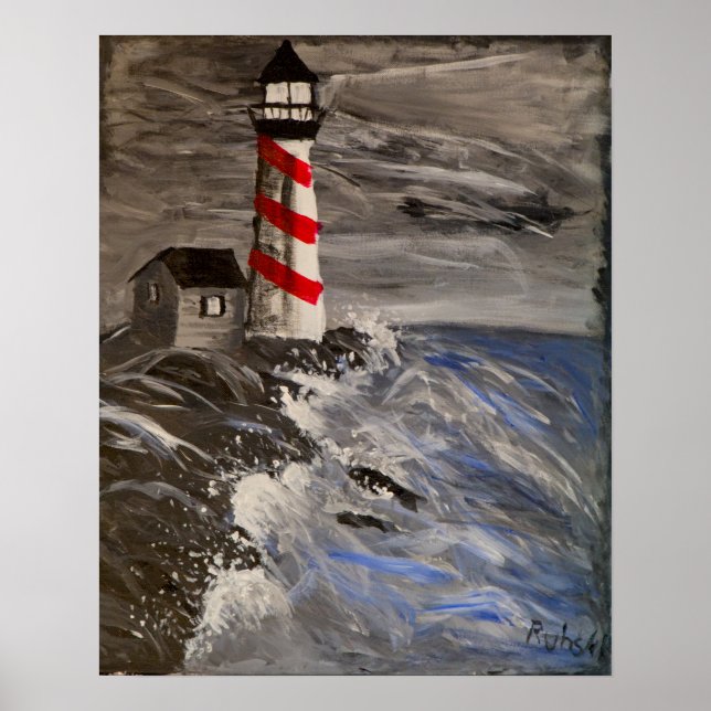 Das Leuchtturm mit den roten Streifen Poster (Vorne)