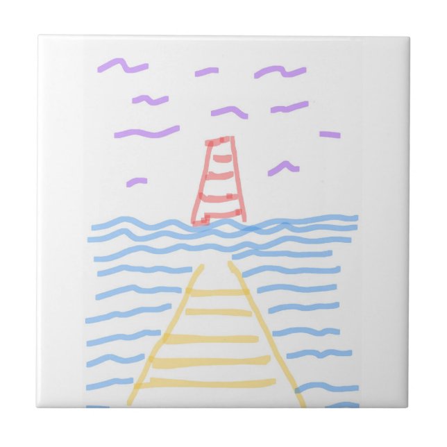 Das Leuchtturm- und Pier-Keramikfliesen Fliese (Vorderseite)