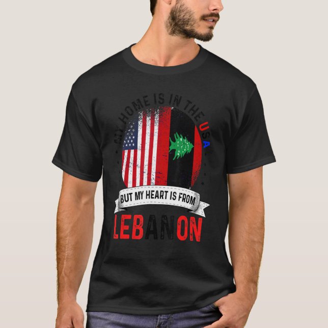 Das libanesische amerikanische Patriot Herz kommt  T-Shirt (Vorderseite)