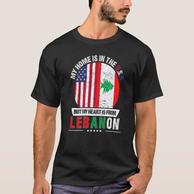 Das libanesische amerikanische Patriot Herz kommt  T-Shirt (Vorderseite)