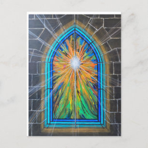Das Licht 3 Kirchenbuntglas Postkarte