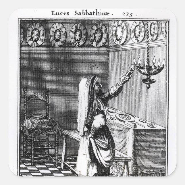 Das Licht der Sabbat Kerzen Quadratischer Aufkleber (Vorderseite)