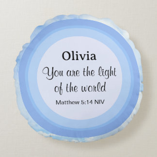 Das Licht des Namens des World Baby Blue Bible Ver Rundes Kissen