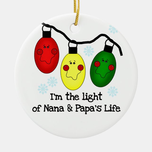 Das Licht von Nana und Papas Leben - maßgeschneide Keramik Ornament (Vorne)