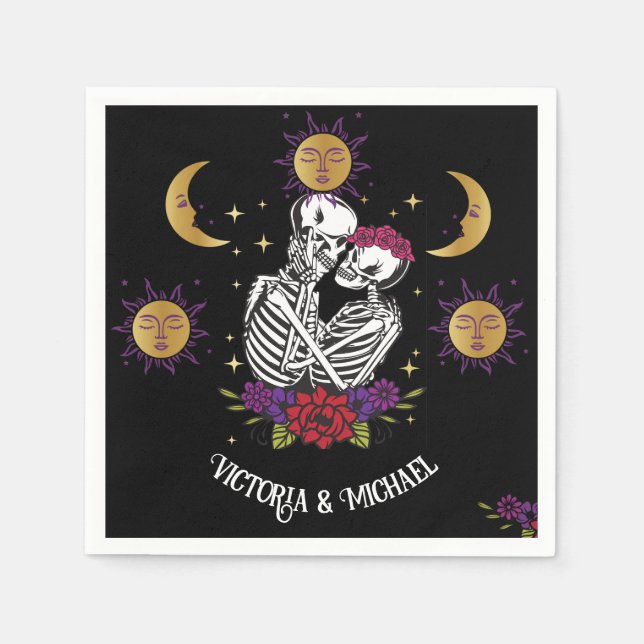 Das liebenswerte Skeleton Couple Gothic-Tarot Serviette (Vorderseite)