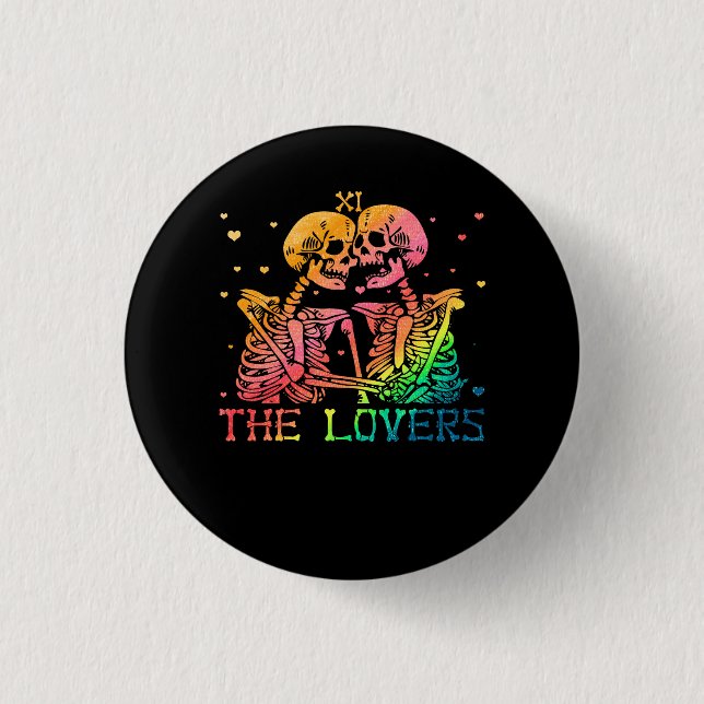 Das Lieblings-Tarot Rainbow-Skelett Gay Lesbian LG Button (Vorderseite)