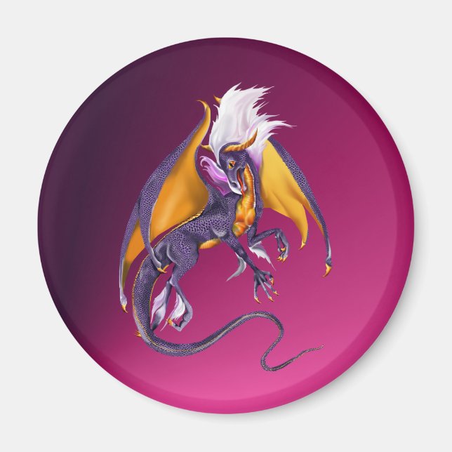 Das Lila Drachenmagnet Magnet (Vorne)