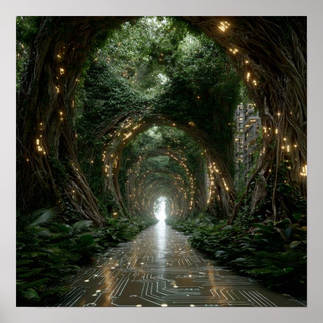 Das Living Network - Solarpunk-Poster Poster (Vorne)