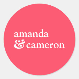 Das Logo "Bride and Groom Names" für helle Koralle Runder Aufkleber