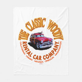 Das Logo der "Classic Woody Rental Car Company" Ve Fleecedecke