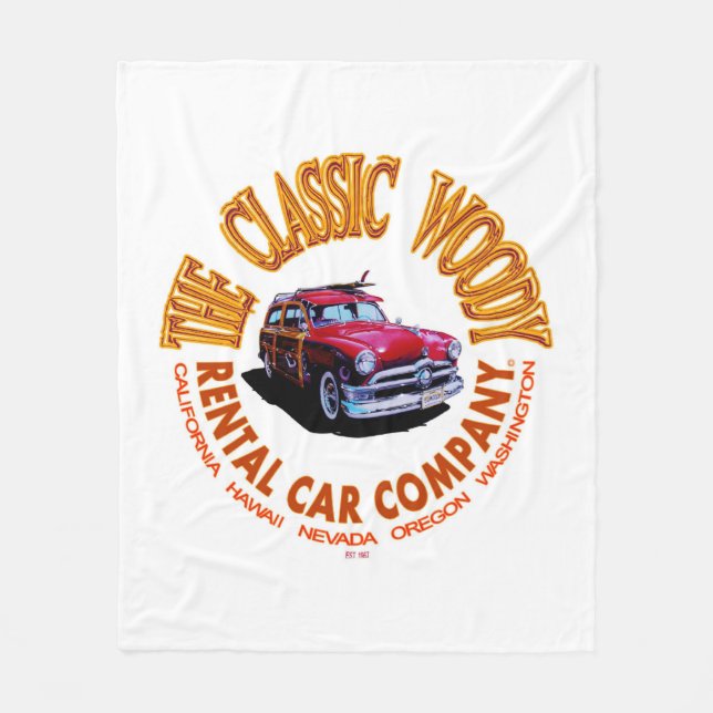 Das Logo der "Classic Woody Rental Car Company" Ve Fleecedecke (Vorderseite)