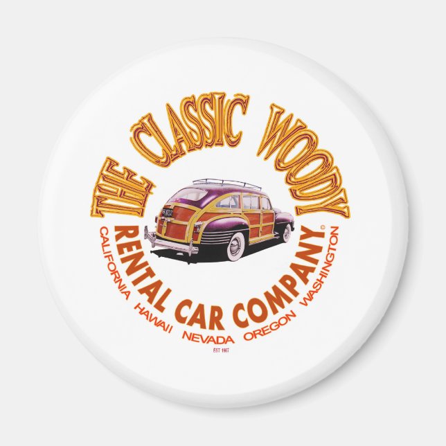 Das Logo der "Classic Woody Rental Car Company" Ve Magnet (Vorne)