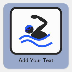 Das Logo des Schwimmers ist individuell anpassbar Quadratischer Aufkleber