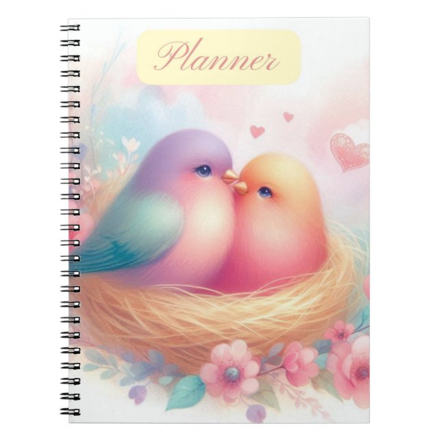 Das Lovebirds-Notebook/-Planer Notizblock (Vorderseite)