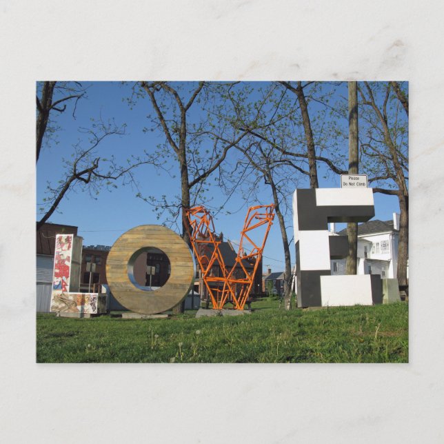 Das LOVEworks-Zeichen Harrisonburg Virginia Postkarte (Vorderseite)