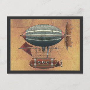 Das Luftschiff Aleutian Steampunk-Flugmaschine Postkarte