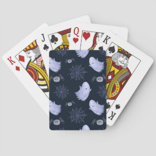 Das lustige Ghost Spider Halloween Muster. Spielkarten