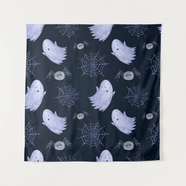 Das lustige Ghost Spider Halloween Muster. Wandteppich (Vorderseite)
