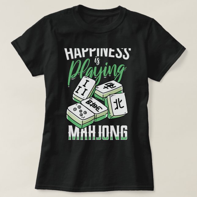 Das lustige Glück spielt Mahjong mit den Mädchen T-Shirt (Design vorne)