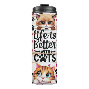 Das lustige Leben ist besser mit Katzen Thermosbecher