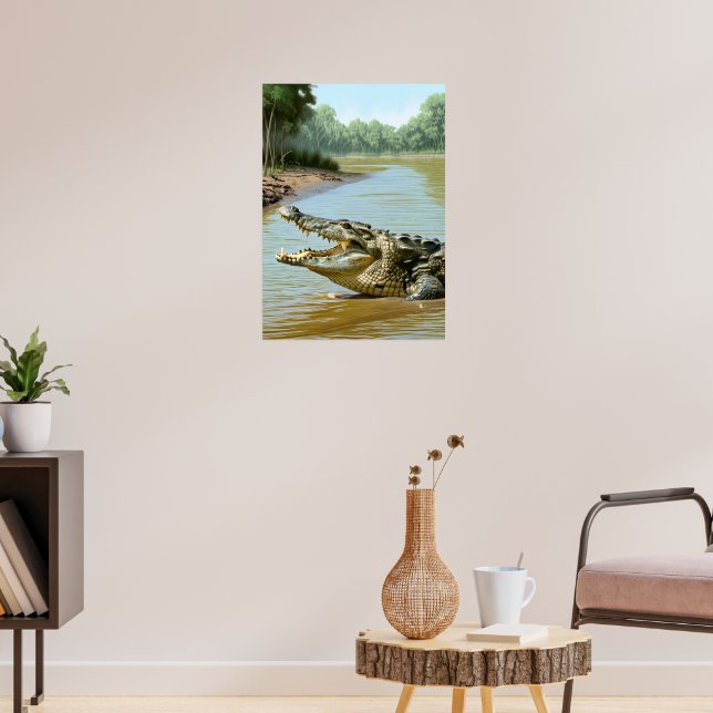 Das mächtige Krokodil im Fluss Poster (Wohnzimmer 3)