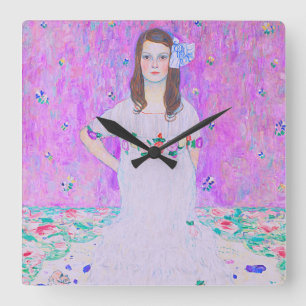 Das Mäda Primavesi-Gemälde von Gustav Klimt Quadratische Wanduhr