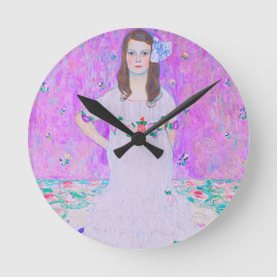 Das Mäda Primavesi-Gemälde von Gustav Klimt Runde Wanduhr