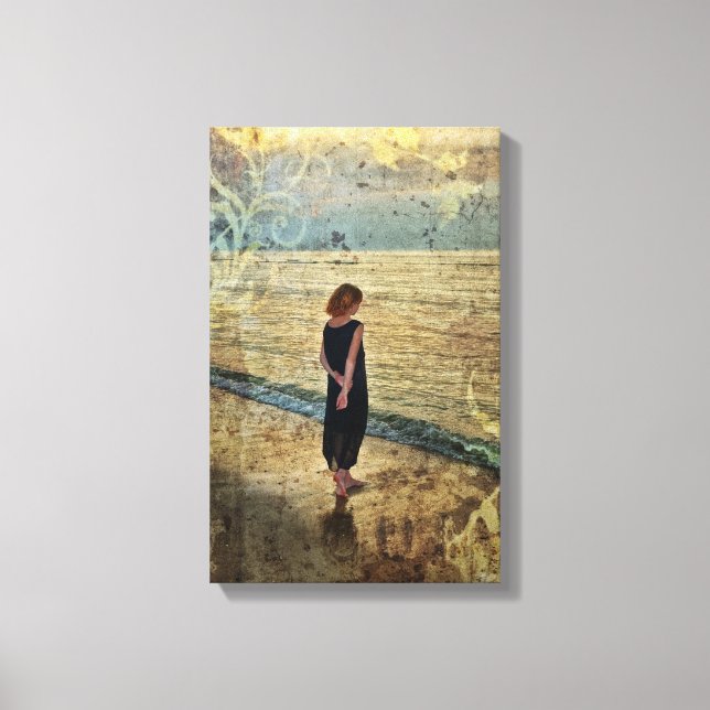 Das Mädchen am Strand Leinwanddruck (Vorderseite)