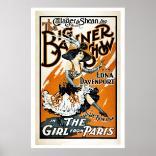 Das Mädchen aus Paris, vintage musikalisches Poste Poster