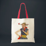 Das Mädchen, das Flugzeuge gestohlen hat Tragetasche<br><div class="desc">Künstler: Coby Whitmore | Mädchen vor dem Flugzeug mit blauem Springanzug und rotem Bandana</div>