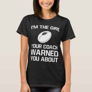Das Mädchen Ihr Trainer warnte Sie über das Rugb T-Shirt