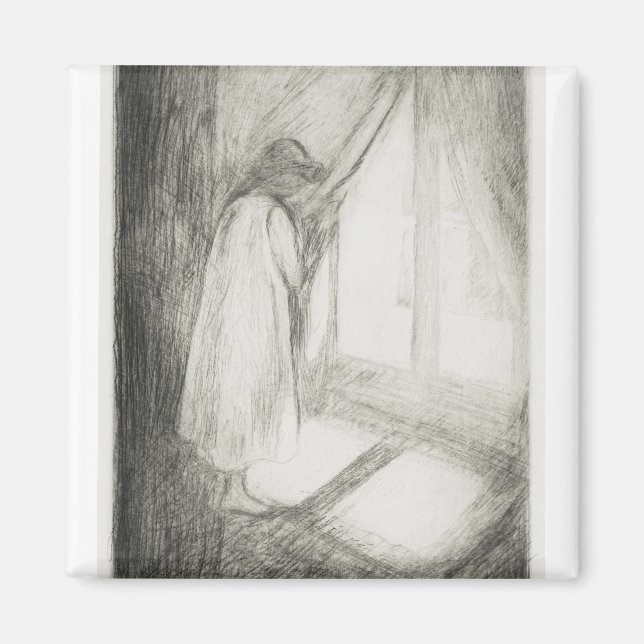 Das Mädchen im Fenster 1894 von Edvard Munch Magnet (Vorne)