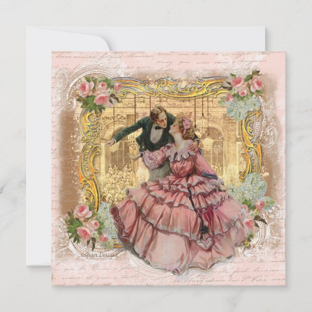 Das Mädchen im rosa Ruffeldkleid Einladung (Vorderseite)