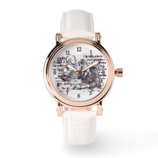 Das Mädchen liest ein Buch Armbanduhr (Vorderseite)