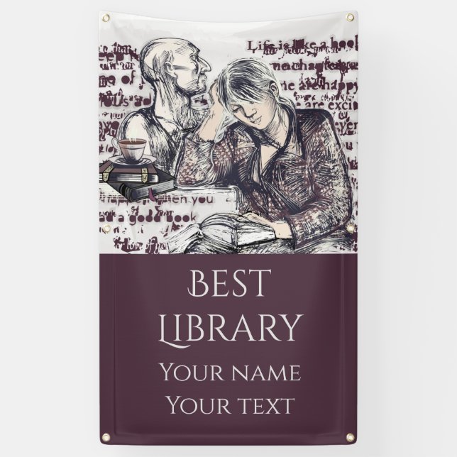 Das Mädchen liest ein Buch Banner (Vertikal)