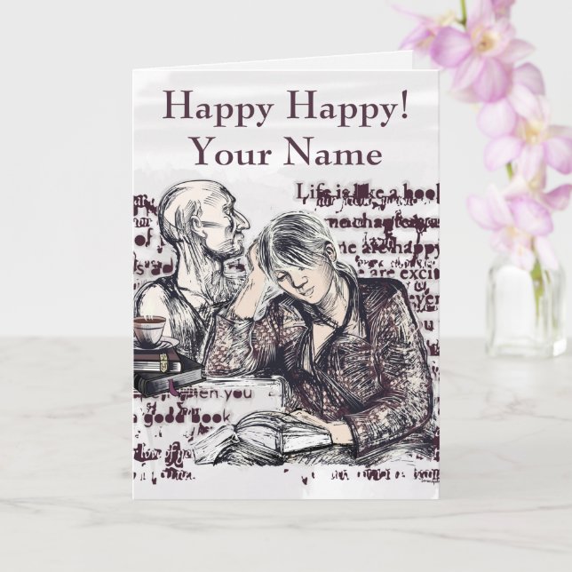 Das Mädchen liest ein Buch Karte (Orchidee)