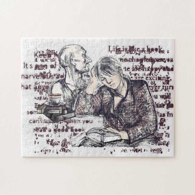 Das Mädchen liest ein Buch Puzzle (Horizontal)