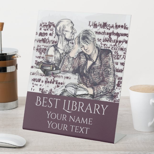 Das Mädchen liest ein Buch Sockelschild (In Situ)