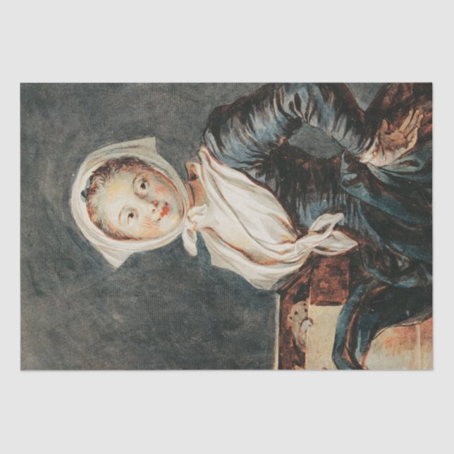 Das Mädchen mit dem Marmot von Fragonard Seidenpapier (Vorderseite)