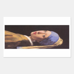 Das Mädchen mit dem Perlenohrring durch Vermeer Rechteckiger Aufkleber