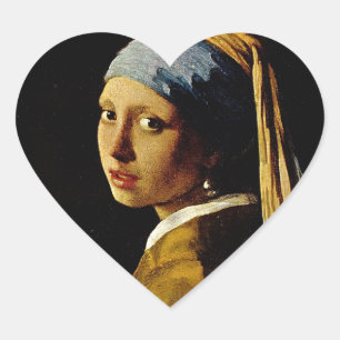 Das Mädchen mit dem Turban/Mädchen mit dem Perleno Herz-Aufkleber