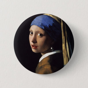 Das Mädchen mit der Perle von Vermeer Button