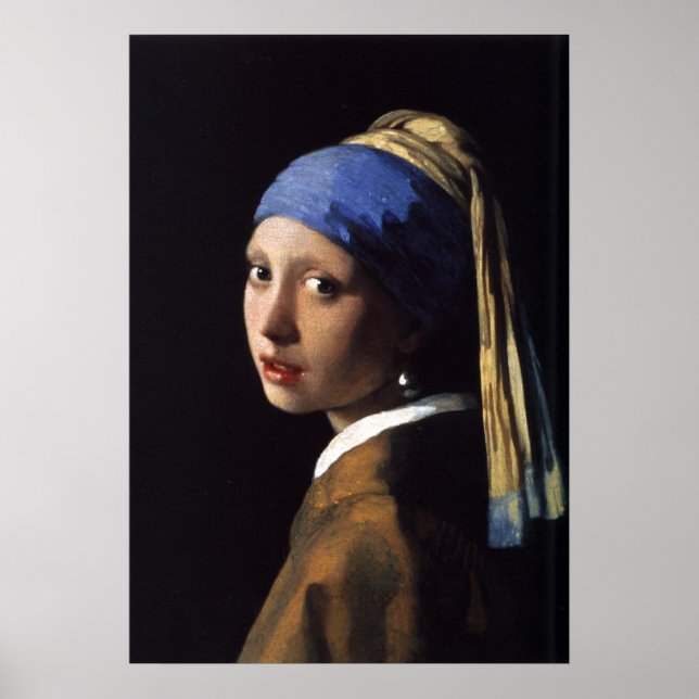 Das Mädchen mit der Perlenohrring von Vermeer Poster (Vorne)