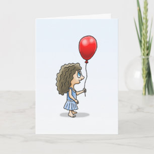 Das Mädchen mit der roten Ballon-Geburtstagskarte Karte